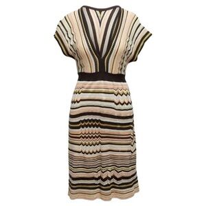 M Missoni Striped Brown Multicolor Knit Dress